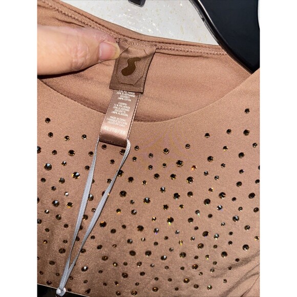 Skims x Swarovski JELLY SHEER LONG SLEEVE THONG BODYSUIT Sienna XL NEW - Picture 3 of 11